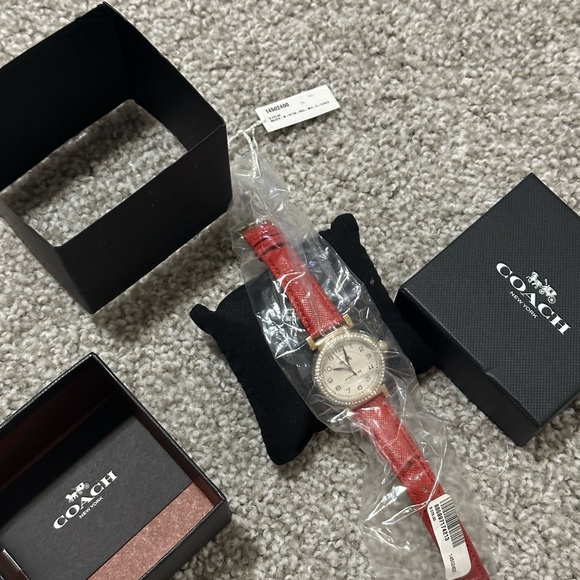 NEW|AUTHENTIC COACH MADISON GOLD RED LEATHER CRYSTALS WOMEN'S 14502400 WATCH - Picture 7 of 12